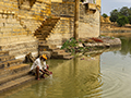 Priest at Gadsisar Lake in Jaisalmer