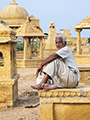 Man Visiting Royal Chhatris in Jaisalmer