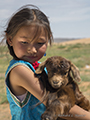 Mongolian Girl and Her Kid, Gobi, Mongolia