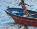 Girl Swimming on Easter Island