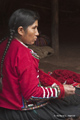 Woman Preparing Alpaca Yarn for Weaving