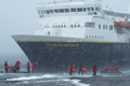 NG Explorer Anchored Off Deception Island in a Blizzard